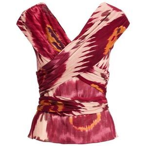 Ralph Lauren Collection Idonia Sleeveless Crisscross Voile Blouse in Multi Ikat